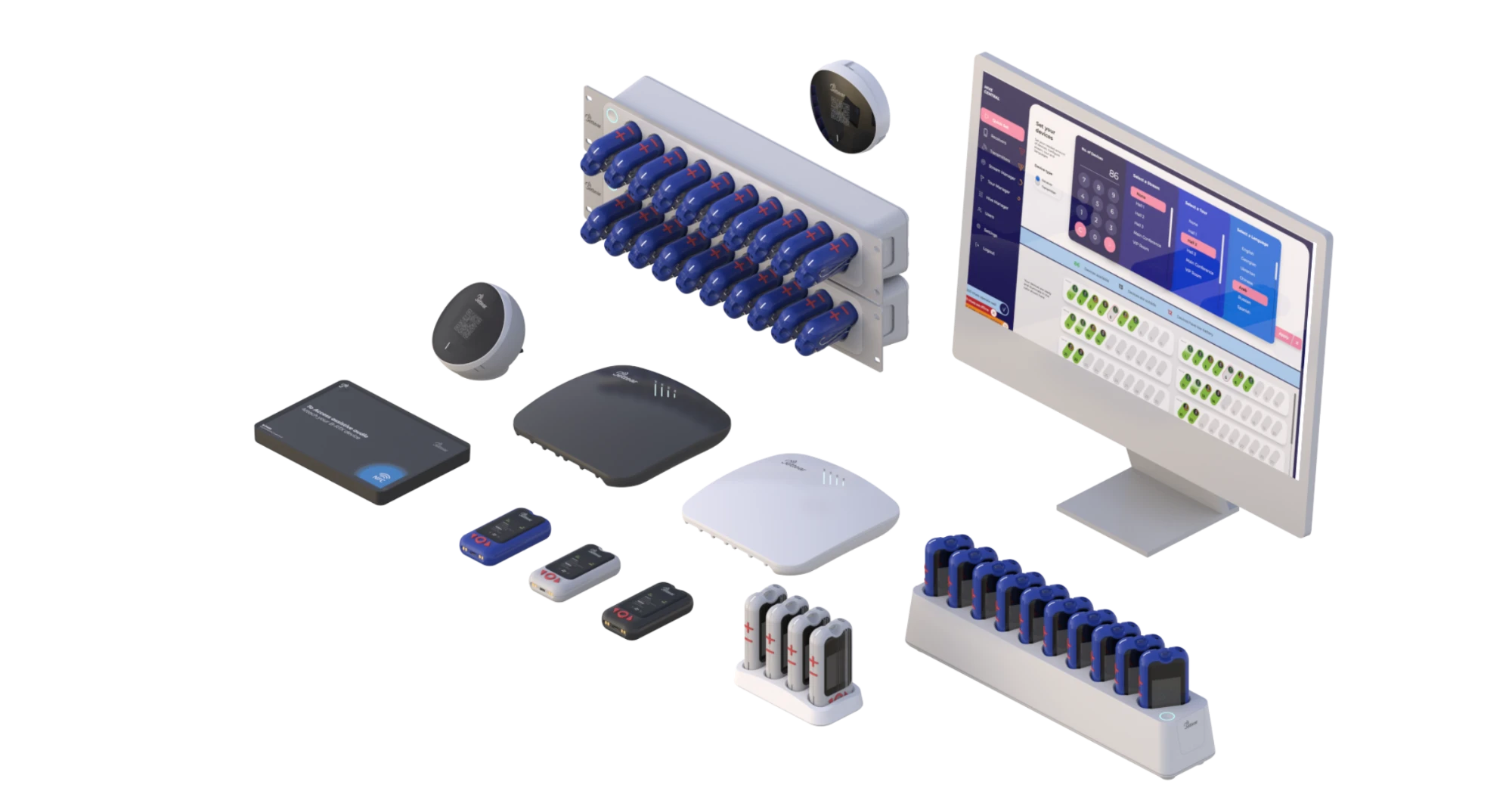 The Bettear product family: CASTER transmitters, RTX receivers, SmartHive and HIVE4 chargers, B-PASS, POD and Hive Central