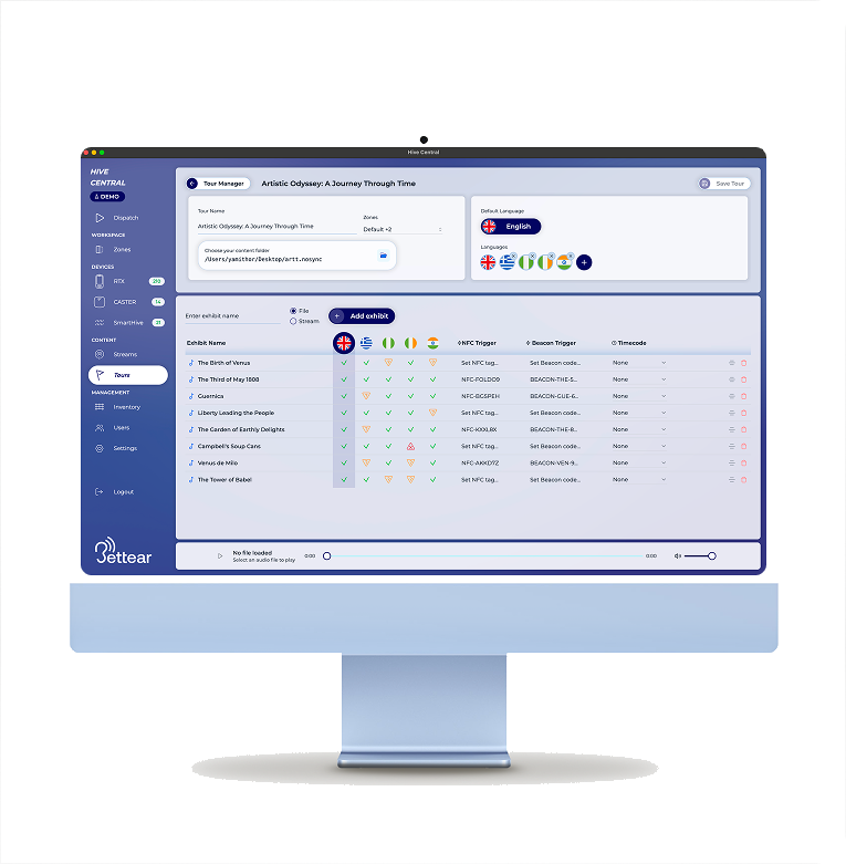Hive Central Tour Builder on an iMac