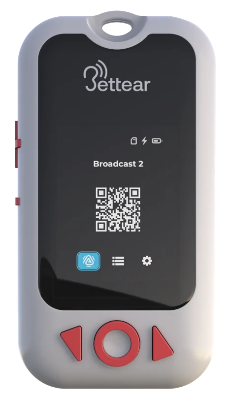 Bettear RTX showing an Auracast™ QR code on its display